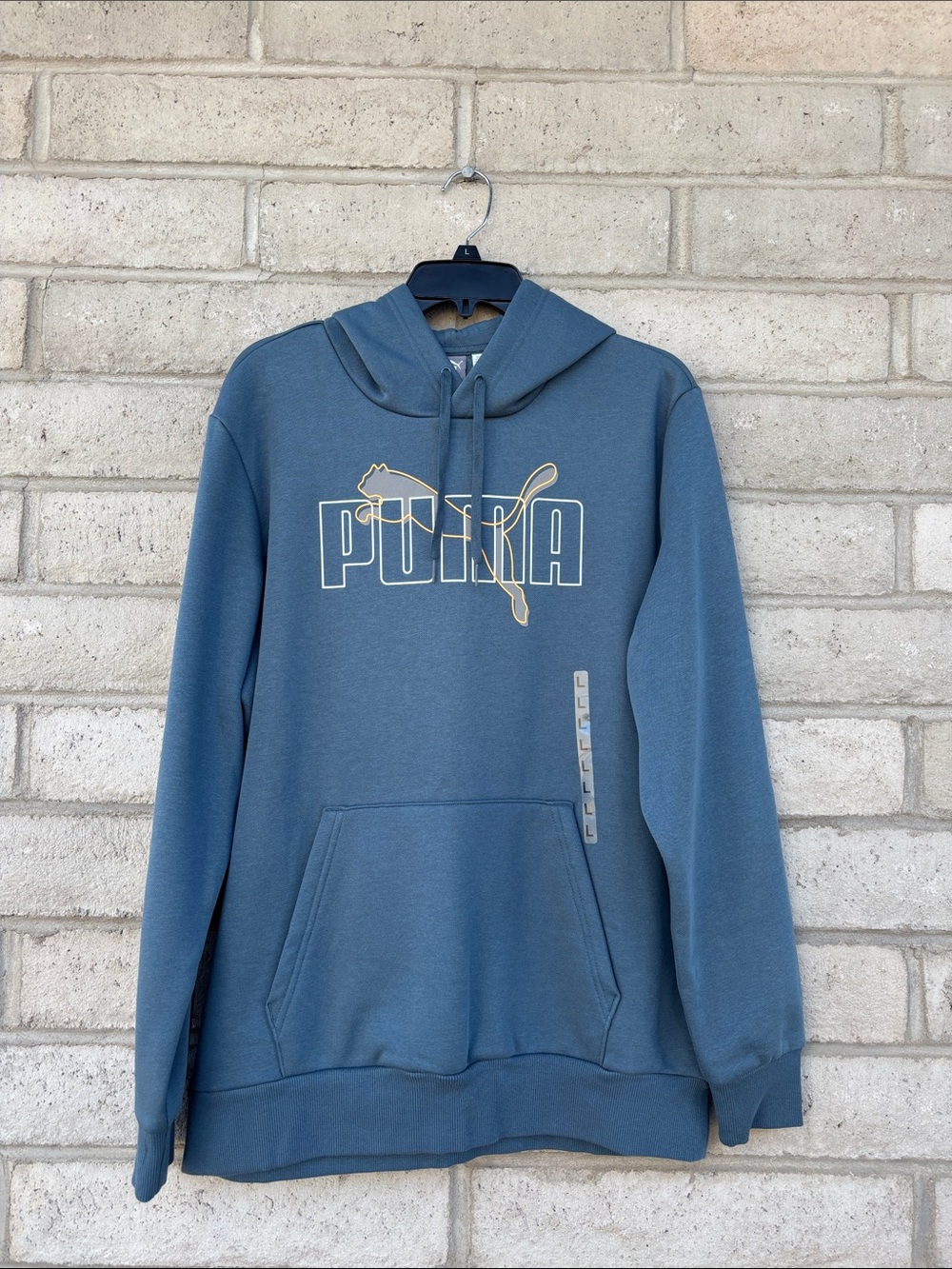 NEW Puma Men's Slate Blue Logo Hoodie Size Large